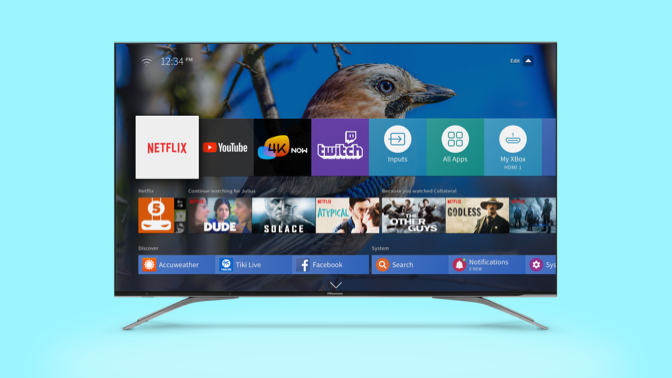 Image of Hisense VIDAA U3 showing global partner home screen.