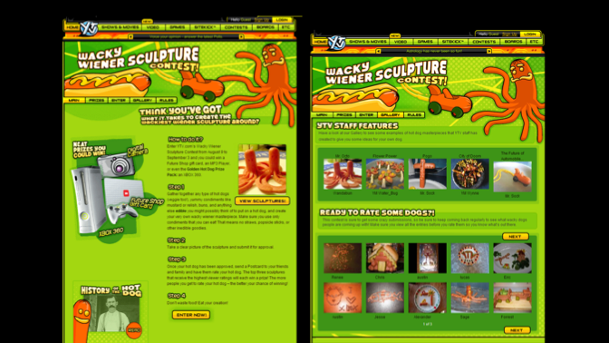 YTV 'wacky wiener sculpture' contest.